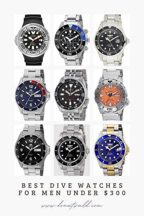 Are you seeking a high-quality dive watch but have a limited budget? If the answer is YES, you have come to the right place! Here are my picks of the Top 10 best dive watches for men under $300. <<Click the pin to check them out #dive #watches #watchesformen #divewatch #watchreview #seiko #orient #invicta #citizen Watches For Men Cheap, Diving Watches For Men, Best Watches Under 500 Men, Mens Dive Watches, Best Watches For Men Top 10, Budget Watches For Men, Diver Watches For Men, Citizen Watches For Men, Dive Watches For Men