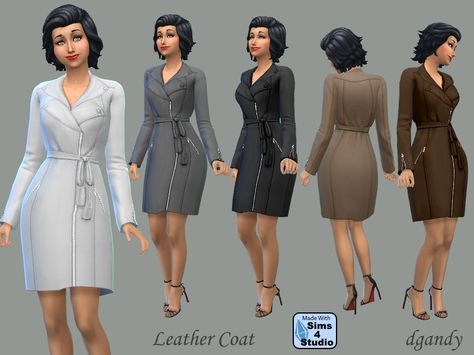 A leather coat that zips up the front and has zipper pockets.  Found in TSR Category 'Sims 4 Female Everyday' Sims 4 Cc Maxis, Sims 4 Cc Maxis Match, Sims 4 Mm, Sims 4 Clothing, Cold Weather Outfits, Sims Mods, Sims 4 Cc, Maxis Match, The Sims Resource