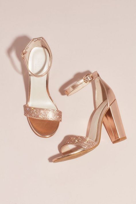 Rose Gold High Heels, Quinceanera Shoes, Gold Wedding Shoes, Rose Gold Shoes, Rose Gold Heels, Gold High Heels, Shoes Heels Classy, Bridal Sandals, Crystal Shoes