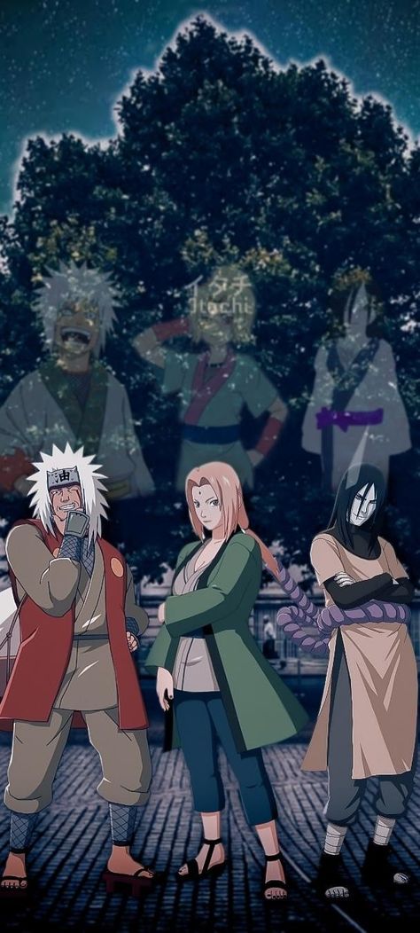 Lady Tsunade,Jiraiya and Orochimaru Orochimaru Jiraiya Tsunade, Jiraiya And Orochimaru, Jiraya And Tsunade, Jiraiya Tsunade Orochimaru, 3rd Hokage, Jiraiya Wallpaper, Tsunade Orochimaru, Tsunade Jiraiya, Jiraiya And Tsunade