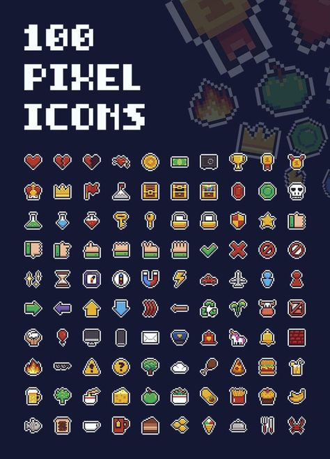 Free 100 Pixel Icons by chuckchee #icon #freebie App Icons Pixel, 8bit Icons, Free Pixel Art, Image Pixel Art, Pixel Icons, Pixel Game, Gaming Design, Zestaw Ikon, Piskel Art