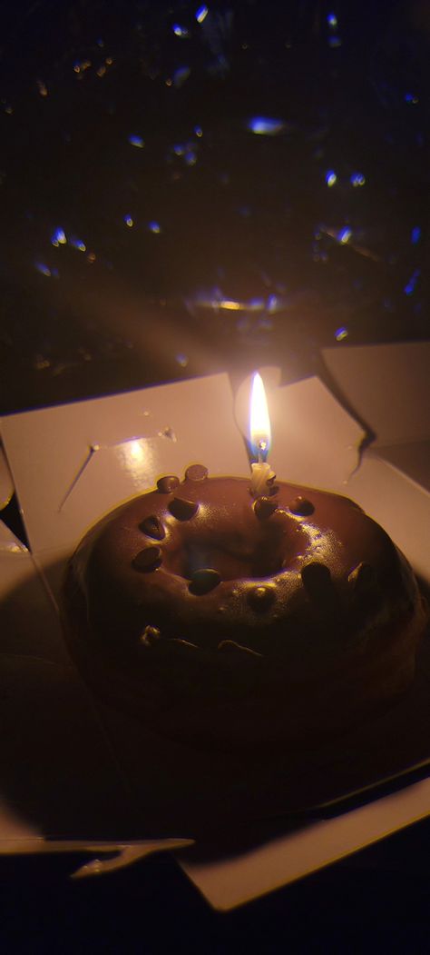 A candle on top of a donut Donut With Candle, Donut Candle, Donut Candles, Candle In The Dark, Birthday Surprises, Cupcake Candle, Birthday Donuts, Candle Night, Candle Aesthetic