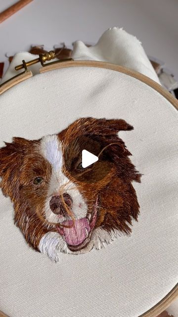 Pet Embroidery, Portrait Embroidery, Portrait Tutorial, Dog Embroidery, Embroidery Hoop Art, Portrait Artist, Pet Gift, Custom Pet Portraits, Custom Embroidery