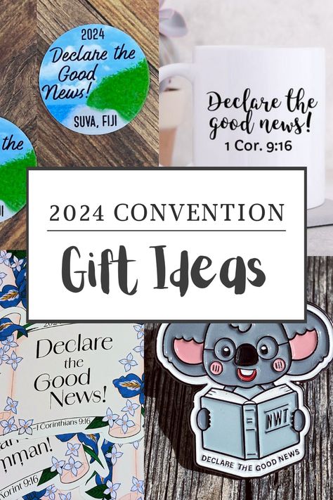 Declare The Good News! gift ideas for Jehovah's Witnesses #jw #jwgifts #jwconvention International Convention Gifts Jw, Convention Gifts Jehovah Witness, Jw International Convention Gifts Ideas, Special Convention Jw Gifts, Convention Gift Ideas, Jw Gift Ideas, Jw Friends, Jw Service, Jehovah Witness Gifts