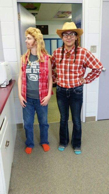 Easy Joe Dirt and Kicking Wing costume! #halloween Joe Dirt And Kicking Wing Costume, Joe Dirt Family Costume, Joe Dirt Halloween Costume Couple, Funny Movie Costumes Halloween, Joe Dirt Party, Joe Dirt Couple Costume, Joe Dirt Couples Costume, Joe Dirt And Brandy Costume, Joe Dirt Costume