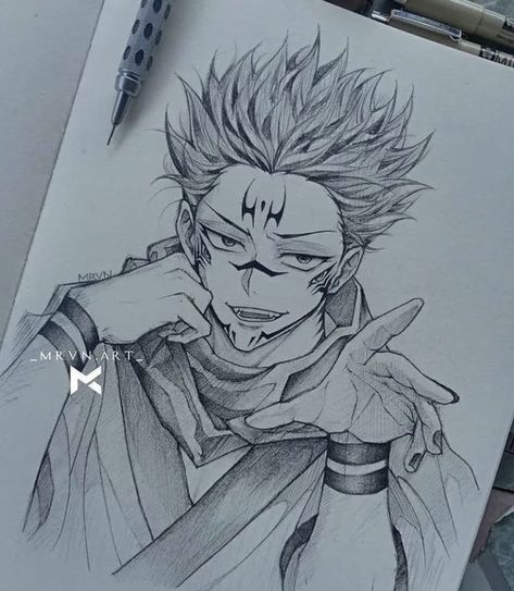 Jjk Characters Sketch, Sukuna Sketch Pencil, Sukuna Drawing Art, Sukuna Drawing Sketch, Sukuna Sketch, Sukuna Drawing, Animation Drawing Sketches, Learning To Draw, Naruto Sketch Drawing