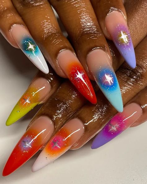 Tyler :) on Instagram: "Love these colors 🥲💕 A recreation: @1.800.nailme 💕" Pride Nails Designs, Multi Color Nails, Rave Nails, Pride Nails, Pretty Nail Designs, Nail Envy, Studio Room, Dream Nails, Funky Nails