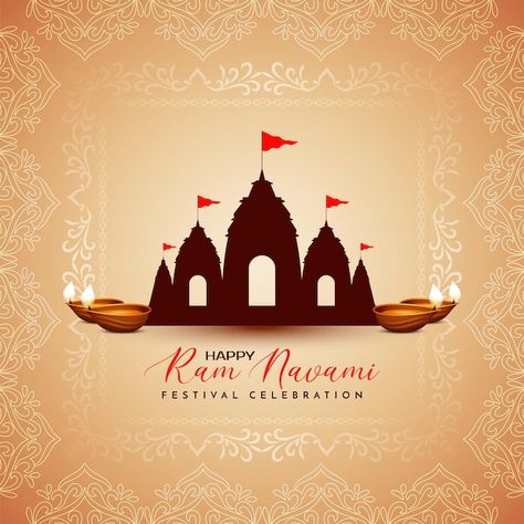 Free vector happy ram navami traditional... | Free Vector #Freepik #freevector #mandir #happy-ram-navami #shri-ram #ram-navami Ram Mandir Poster, Ganpati Decoration Theme, Independence Day Poster, Diwali Poster, Motion Graphics Typography, Happy Ram Navami, Traditional Festival, Happy New Year Message, Ram Mandir