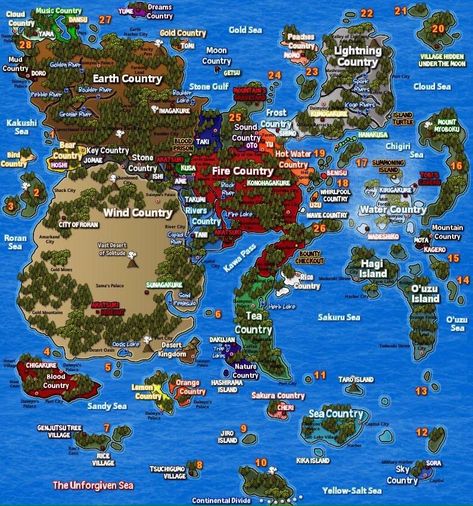 Naruto World Map, Naruto World, World Painter, Kurama Naruto, Rpg Map, Anime Episodes, Elsword, Fantasy Map, Naruto Oc