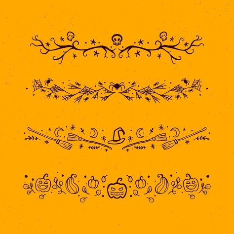 Halloween Borders Bullet Journal, Spooky Border Design, Fall Boarder Designs, Witchy Border Design, Fall Border Design, Halloween Border Design, Journaling Borders, Halloween Doodles Aesthetic, Aesthetic Boarders