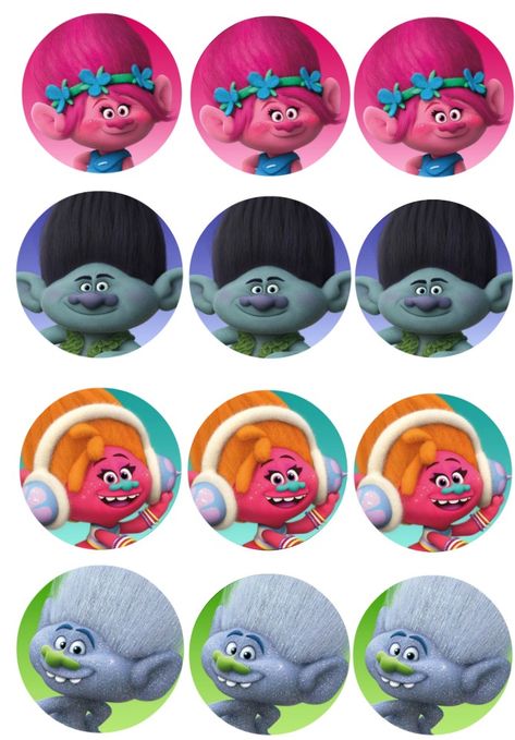 Trolls discs Trolls Cupcake Toppers, Troll Cupcakes, Trolls Birthday Cake, Cupcake 1, Trolls Cake, Trolls Party, Trolls Birthday Party, Troll Party, Trolls Movie