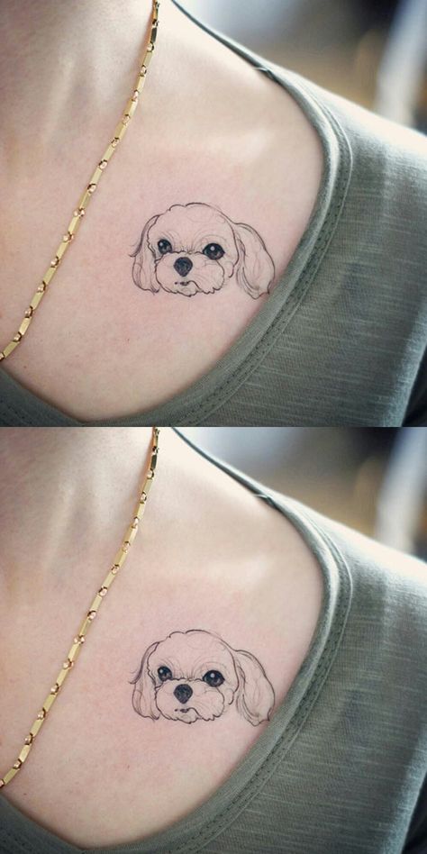 Cat And Dog Tattoo, Puppy Tattoo, Small Dog Tattoos, Dogs Tattoo, Tattoos For Women Small Meaningful, Dog Memorial Tattoos, Stick N Poke, Michael Johnson, Back Of Shoulder Tattoo