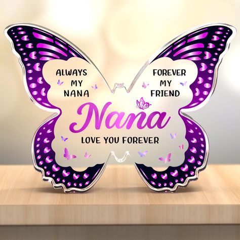 PRICES MAY VARY. NANA GIFTS FROM GRANDCHILDREN: Show your love and appreciation for your nana with this enchanting butterfly acrylic plaque. Our nana gifts capture the grace and beauty of butterflies, symbolizing the growth and transformation our nana has brought to us. Our gratitude for her is just like the saying on it, "Always my nana. Forever my friend. Love you forever”. SUPERIOR MATERIAL & FINE CRAFTMANSHIP: Crafted from premium acrylic material, this plaque is sturdy, lightweight and won' Best Gift For Sister, Acrylic Keepsakes, Aunt Birthday Gift, Perfect Sisters, Sister In Law Gifts, Gifts For Nan, Niece Gifts, Christmas Gifts For Sister, Sister Christmas