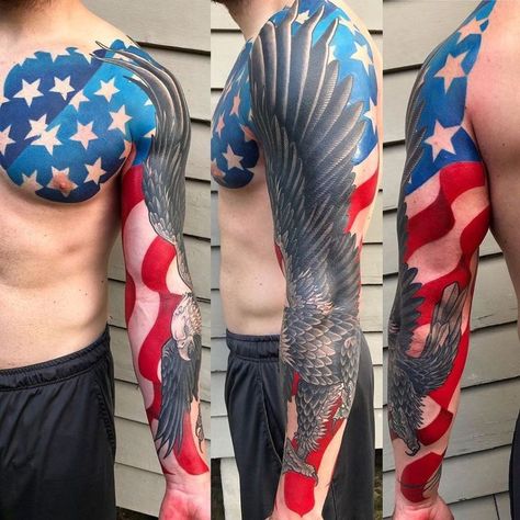 Military Sleeve Tattoo, American Flag Sleeve Tattoo, Patriotic Tattoos, Mechanic Tattoo, Army Tattoos, Military Tattoos, Forarm Tattoos, Flag Tattoo, Chest Tattoos