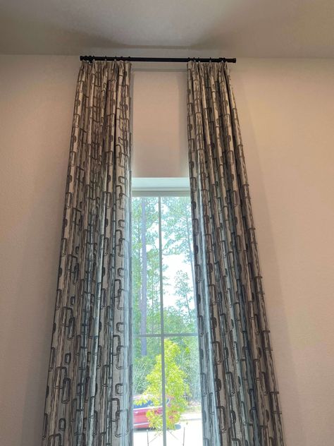 Are You Mounting Your Drapery Too High? — DESIGNED Tall Ceiling Curtains, Tall Window Treatments, High Ceiling Curtains, Carla Aston, Tall Curtains, Drapery Treatments, Types Of Window Treatments, Ceiling Curtains, Window Molding