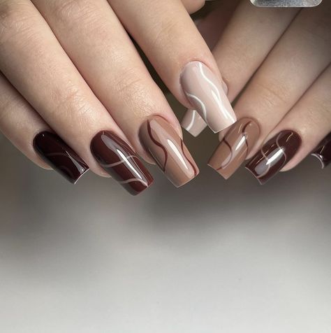 Brown Acrylic Nails, Brown Nails Design, Nail Designs Ideas, Beauty Hacks Nails, Hello Nails, Brown Acrylic, Spring Nail Designs, Ombre Acrylic Nails, Girly Acrylic Nails