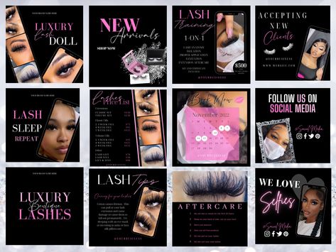 Thanks for the kind words! ★★★★★ "Love it, edit right from the pics" Alizaya L. https://etsy.me/43IEvsw #etsy #lashes #lashtemplate #lashbusiness #lashtech #lashtemplates #lashflyers #beautyflyer #beautytemplate #canvatemplate Lash Deals Ideas, Lash Flyer Design, Lash Promotion Ideas, L Lashes, Lash Template, Lash Content, Lashes Vendors, Lash Business, Lash Room