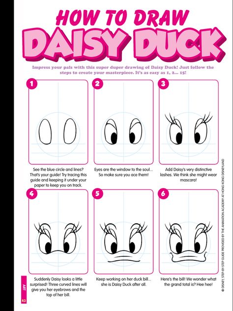 Draw Daisy, Duck Drawings, Duck Images, Kid Drawings, Face Step By Step, Disney Drawing Tutorial, Duck Drawing, Disney Canvas Art, Eagle Drawing