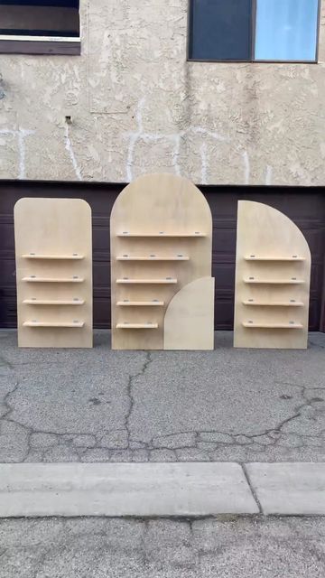 Jackie and Jose on Instagram: "3 Custom Foldable Shelves. Left-3x6 Mid-4x7 Right-3x6 Based in California San Fernando Valley We don’t offer shipping. Dm for more info. #handmade #eventdecor #woodwork #props" Snack Wall, Pottery Booth Display, Foldable Shelves, Mobile Bar Cart, Candy Wall, Show Booth Design, Candy Stand, Trade Show Booth Design, Easy Decor