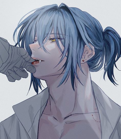 Male Art With Glasses, Blue Hair Guy Anime, Blue Haired Male Character, Blue Hair Guy Art, Dark Blue Hair Anime Guy, Light Blue Haired Anime Guy, Blue Haired Oc Male, Blue Hair Male Character Art, Anime Light Blue Hair