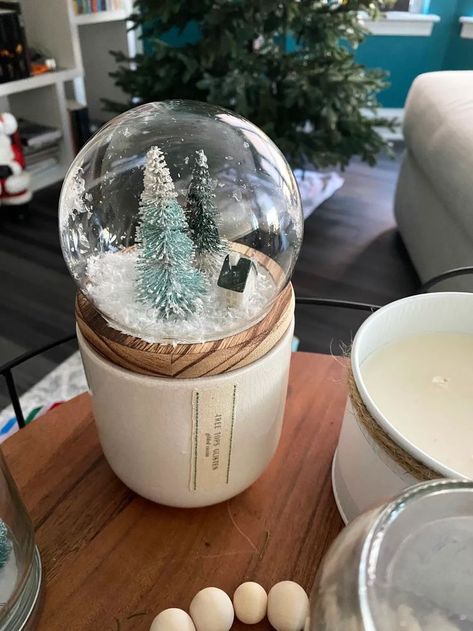 Snow Globe Candle, Winter Tablescapes, Snow Globe, Diy Candles, The Snow, Business Ideas, Tablescapes, Stuff To Do, Snow Globes