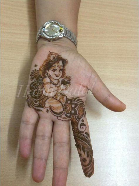 Ff Bal Krishna Mehndi Designs, Krishna Mehandi Design, Mendi Design, Baby Mehndi Design, Mehandi Henna, Mehandi Art, Henna Tattoo Hand, Modern Henna Designs, Bridal Mehendi Designs Hands