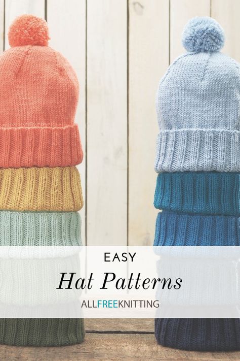 Free Knit Hats Patterns | AllFreeKnitting.com Easy Hat Knitting Patterns, Knitted Hat Patterns Free Women, Knit Hat Pattern Easy, Beanie Pattern Free, Easy Knit Hat, Beanie Knitting Patterns Free, Knit Beanie Pattern, Beanie Hat Pattern, Crochet Baby Beanie