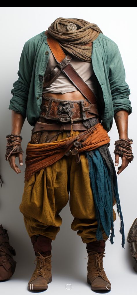 Blacksmith Outfit Male, Pirate Style Outfits Men, Fantasy Outfits Male Casual, Fairytale Clothes Male, Pose Reference Pirate, Wildlife Photographer Outfit, Fantasy Pirate Outfit Male, Mens Fantasy Costume, Larp Outfits Male