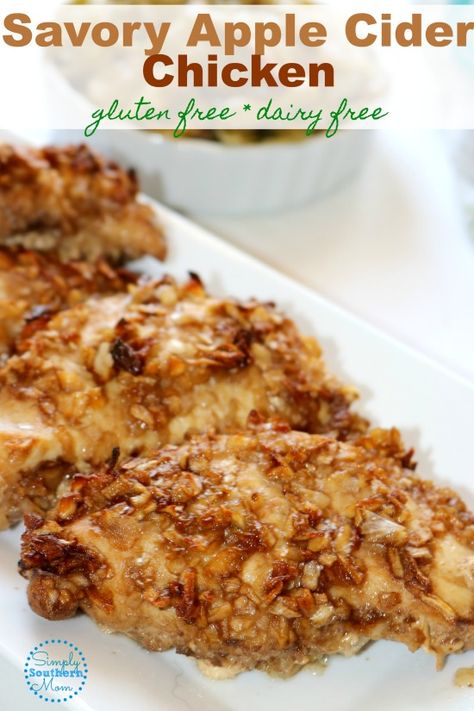 Savory Apple Cider Chicken Recipe Apple Cider Chicken, Cider Chicken, Low Oxalate Recipes, Recipe Using Apples, Pecan Chicken Salads, Hard Apple Cider, Apple Cider Recipe, Pecan Chicken, Crispy Baked Chicken