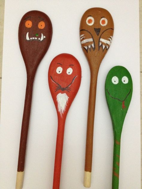 What a Teacher... | …loves to do?….LEARN, CREATE & TEACH! Wooden Spoon Puppets, Gruffalo Activities, Story Spoons, Gruffalo Party, Wooden Spoon Crafts, Gruffalo's Child, Story Sack, Spoon Crafts, Spoon Art