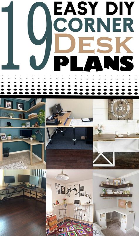 DIY Corner Desk Plans Corner Desk Plans, Floating Corner Desk, Diy Corner Desk, Small Workspace, Desk Plans, Desks For Small Spaces, Diy End Tables, Diy Craft Room, Craft Desk