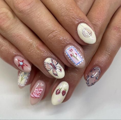 Mismatched Nail Art, Stamp Nails, Quilted Nails, Hello Nails, Summery Nails, Cute Nail, Soft Nails, Short Acrylic Nails Designs, Minimalist Nails