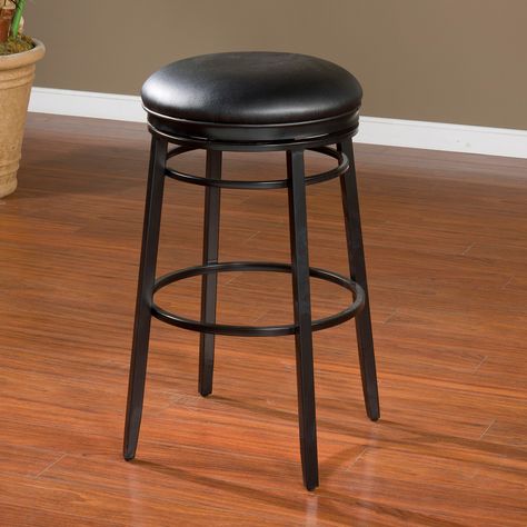 AHB Silvano Bar Stool - Black | from hayneedle.com Stool With Cushion, Round Bar Stools, Counter Height Stool, Swivel Counter Stools, Swivel Bar Stool, Black Bar Stools, Swivel Stool, Wood Joinery, Round Bar