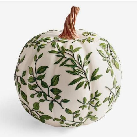 Vine pumpkin by Grandin Road Fall Pumpkin Crafts, Halloween Pumpkin Designs, Halloween Pumpkins Painted, Creative Pumpkins, Pumpkin Painting, Pumpkin Art, Autumn Crafts, Halloween Decorations Indoor, Fall Halloween Decor