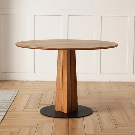 Solid Wood Dining Table Round Table Home Dining Ta Round Solid Wood Dining Table Wood Dining Table Round, Table Wood Metal, Dining Table Round, Dining Table Wood, Gold Office, Glass Top Dining Table, Table Round, Kitchen Dining Tables, Cafe Tables