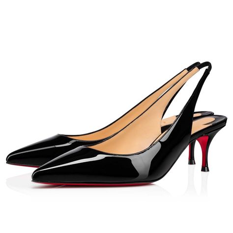 Louboutin Kate, Christian Louboutin Kate, Kitten Heel Shoes, Louboutin Heels, Black Kitten, Kitten Heel Pumps, Red Sole, Slingback Pump, Office Fashion