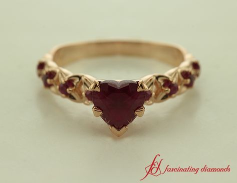 In 14K Yellow Gold Heart Shaped Diamond Side Stone Engagement Ring With Red Ruby In 14k Yellow Gold Evorden Rings, Rubies Aesthetic, Ruby Rings Engagement, Engagement Rings Heart Shaped, Engagement Rings Heart, Rings Heart Shaped, Ruby Ring Designs, Red Engagement Ring, Heart Shaped Diamond Engagement Ring