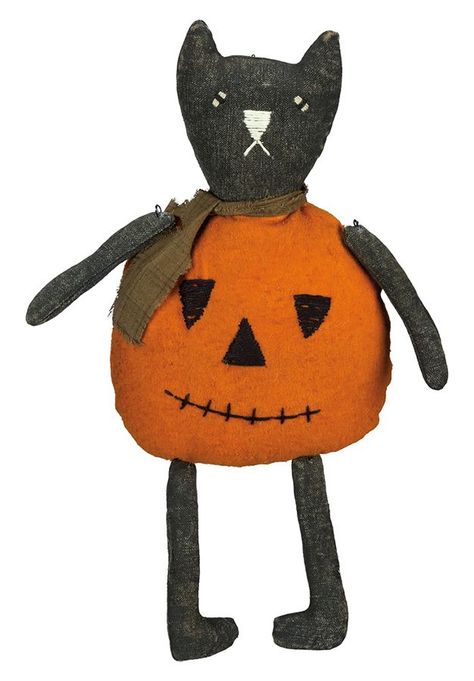 Traditions: Search Results Jack O Lantern Cat, Warm Halloween, Primitive Fall Decor, Felt Plush, Pumpkin Costume, Primitive Halloween, Primitives By Kathy, Halloween Doll, Cat Pumpkin