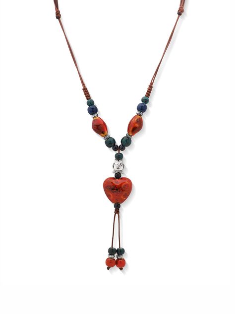 PRICES MAY VARY. Beautiful long boho necklace features a unique combination of ceramic beads in various shapes, sizes and colors Easy to wear with an adjustable sliding brown waxed cord; no clasp, just put over the head and you're ready to go Give this stunning piece of bohemian jewelry as a great Valentine's Day, Christmas, birthday, or anniversary gift A nice addition to any jewelry collection that surely makes you stand out from the crowd in style If there is any problem with your purchase, f How To Make Boho Jewelry, Granola Necklaces, Bohemian Jewelry Gift, Unique Beaded Jewelry, Long Boho Necklace, Beaded Boho Necklace, Boho Necklaces, Handmade Boho Jewelry, Long Necklace Boho