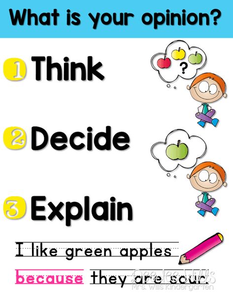 Anchor chart for opinion writing in kindergarten. Love how easy this is to understand! Teacher Displays, Opinion Writing Anchor Charts, Opinion Writing Kindergarten, Writing For Kindergarten, Writing In Kindergarten, Writers Workshop Kindergarten, Writing Kindergarten, Persuasive Text, Lucy Calkins