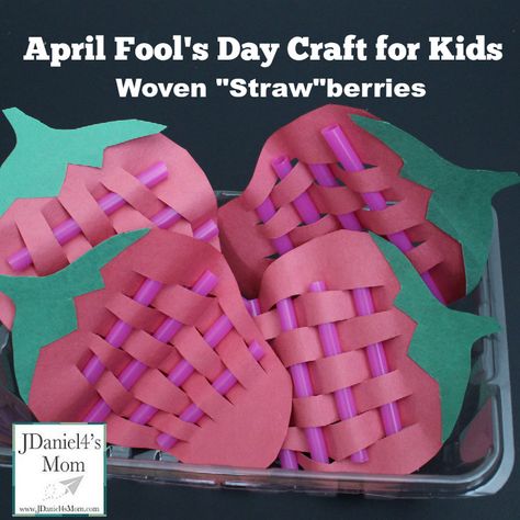 April Fools Day for Kids -Woven Strawberries Spring Activities For Kids, Straw Crafts, April Crafts, Weaving For Kids, Book Drawing Ideas, Scratch Book, April Fool, Spring Preschool, Spring Crafts For Kids