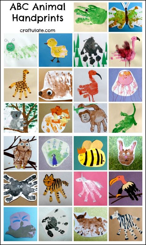 ABC Animal Handprints Animal Handprints, Footprint Crafts, Alphabet Crafts, Footprint Art, Handprint Craft, Keepsake Books, Handprint Crafts, Mason Jar Crafts Diy, Alphabet Book