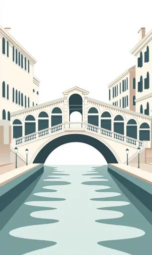 ↑↑↑ Larger size on website 🔸 The image is an illustration of a bridge spanning a canal in Venice, Italy. The bridge is made of st Canal Illustration, Bridge, Venice, The Row, Italy