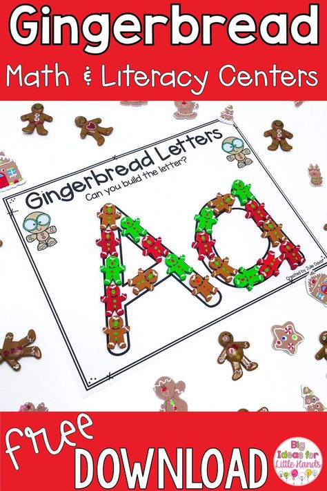 Gingerbread Centers Kindergarten, Christmas Pattern Activities, Christmas Themes Preschool, Gingerbread Sensory Table, Gingerbread Activities Preschool, Prek Gingerbread, Gingerbread Kindergarten, Gingerbread Literacy, Gingerbread Preschool