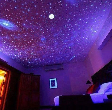 Glowing Paint, Galaxy Bedroom, Galaxy Room, Cool Bunk Beds, Star Decorations, Dream Rooms, Bedroom Themes, Room Aesthetic, Aesthetic Room Decor