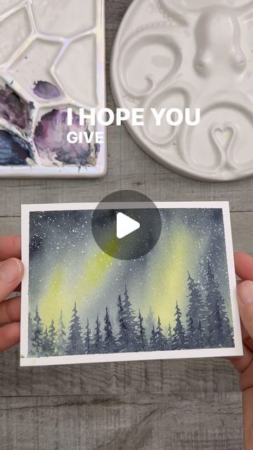 Watercolor Northern Lights, Northern Lights Watercolor, Watercolor Night Sky, Northern Lights Art, Night Sky Art, Water Painting, Artist On Instagram, Watercolor Artist, Crafty Stuff