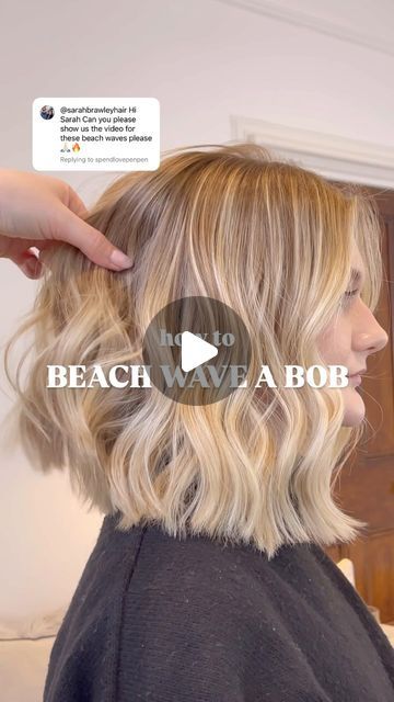 PRO HAIR HACKS, TIPS & TUTORIALS on Instagram: "Beach wave your bob using straighteners ✨  Using the @ghdhair chronos styler. They glide through the hair like a dream! Making curling and waving “effortless” obviously I know it’s not the easiest thing to curl with BUT I’m here to help so make sure you follow for more tutorials   #bob #beachwaves #flatironcurls #bobhaircut #shorthair #summerhair #brat" Soft Bend Waves, Beachwaves Hairstyles Short Hair, Bob Waves Hair, How To Make Beach Waves In Hair, Beach Waves Medium Hair, Beach Waves With Straightener, Bob Beach Waves, Beach Wave Bob, Short Hair Curl