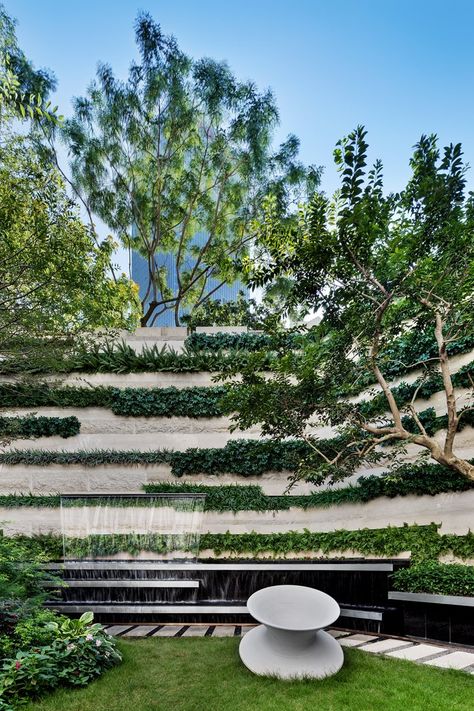 Guangzhou THE ONE Property Landscape For The Show Flat - Picture gallery Green Wall Design, Retaining Wall Design, Landscape Stairs, Compound Wall Design, Feature Wall Design, Landscaping Retaining Walls, Vertical Landscape, Landscape Architecture Design, Garden Park