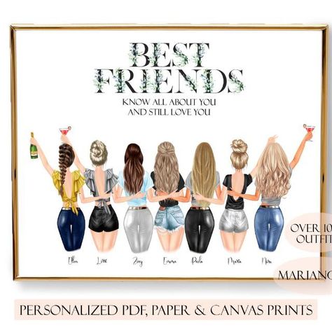 Gifts For Group Of Friends, Seven Best Friends, 7 Friends, Friendship Poster, Ideas With Friends, Option Quotes, Best Friends Gifts, 4 Best Friends, Friends Cute