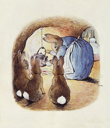 https://flic.kr/p/28UpiTs | Beatrix Potter "Peter Rabbit - His mother put him to bed, and made some camomile tea" 1902 V&A museum | Helen Beatrix Potter (1866 ��– 1943) English author, illustrator and conservationist. Beatrix Potter Illustrations, Beatrice Potter, Peter Rabbit And Friends, Benjamin Bunny, Picture Letters, Potter Art, Art Video, Beatrix Potter, Peter Rabbit